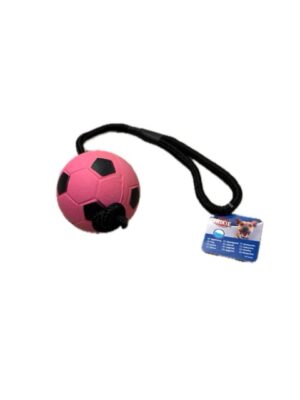 Gummiboll på rep som flyter, rosa, 6cm/30cm
